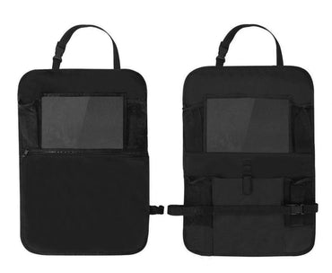 ZYBUX - Car Back Seat Organiser 2pcs, 2 Type Waterproof Kick Mats Car Organiser Seat Back Protectors with Multi Pockets Including 10" iPad Tablet Holder (BLACK) - ZYBUX